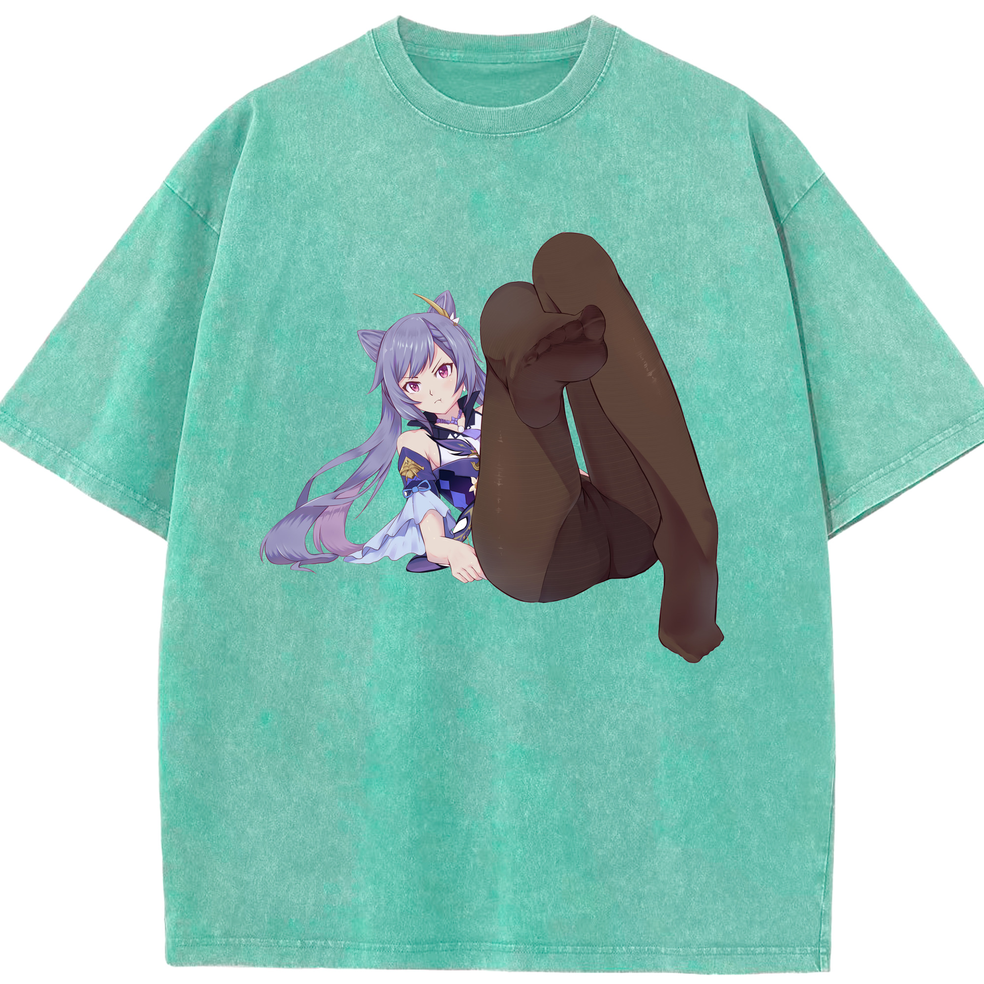 げんし神 刻晴 こくせい genshin Kokusei 綿100% ヴィンテージ風 半袖Tシャツ（フロントプリント）
